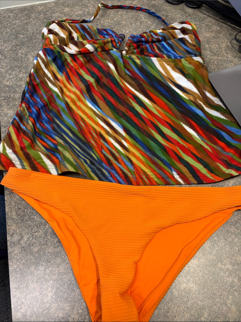 Mossimo colorful tankini with Orange L’Space bikini XL bottoms